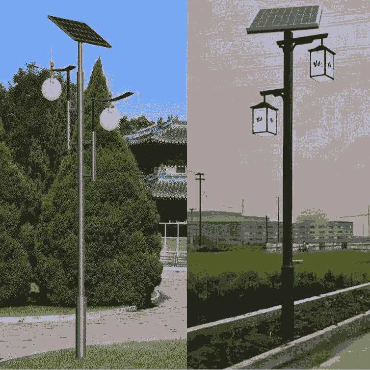 4米鋰電池LED光源太陽(yáng)能一體燈，二體燈